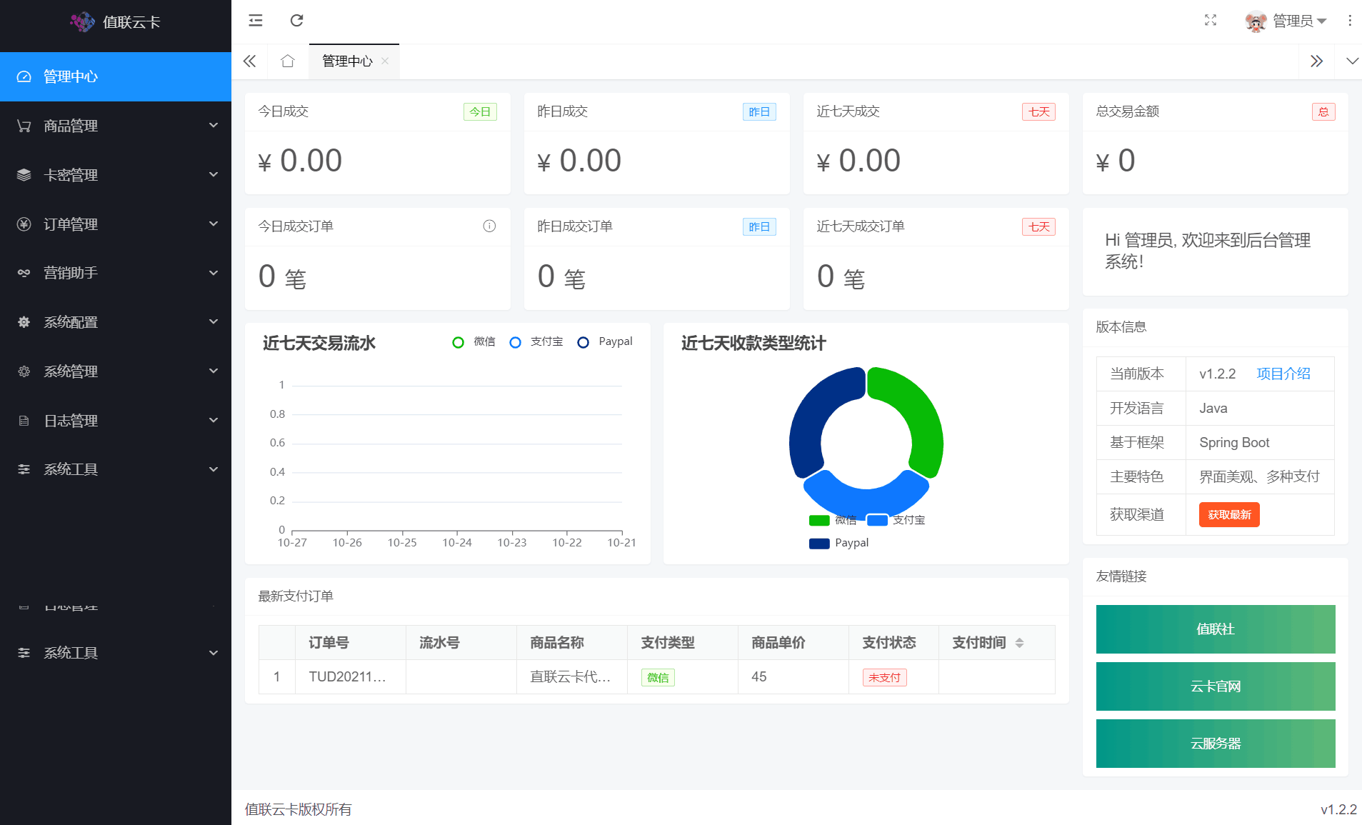 值联云卡官网|一款开源JAVA发卡程序
