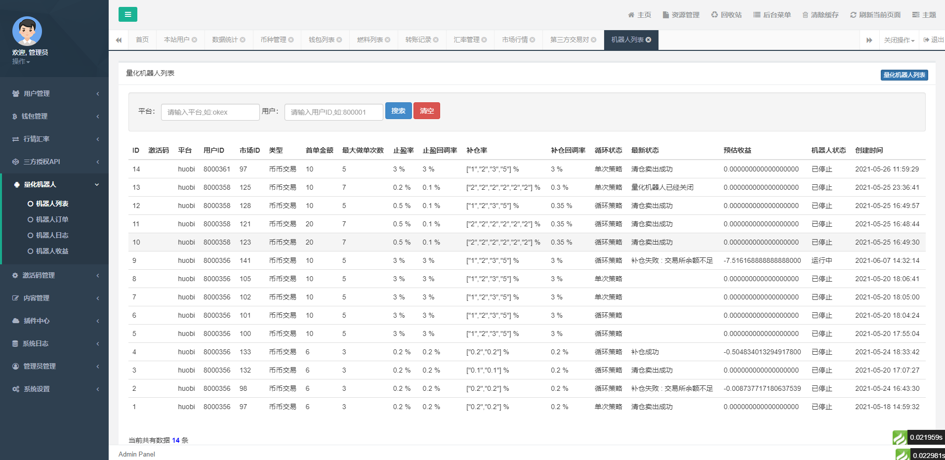 A2031多语言版量化智能机器人炒币机器人源码支持多币混合自动补仓