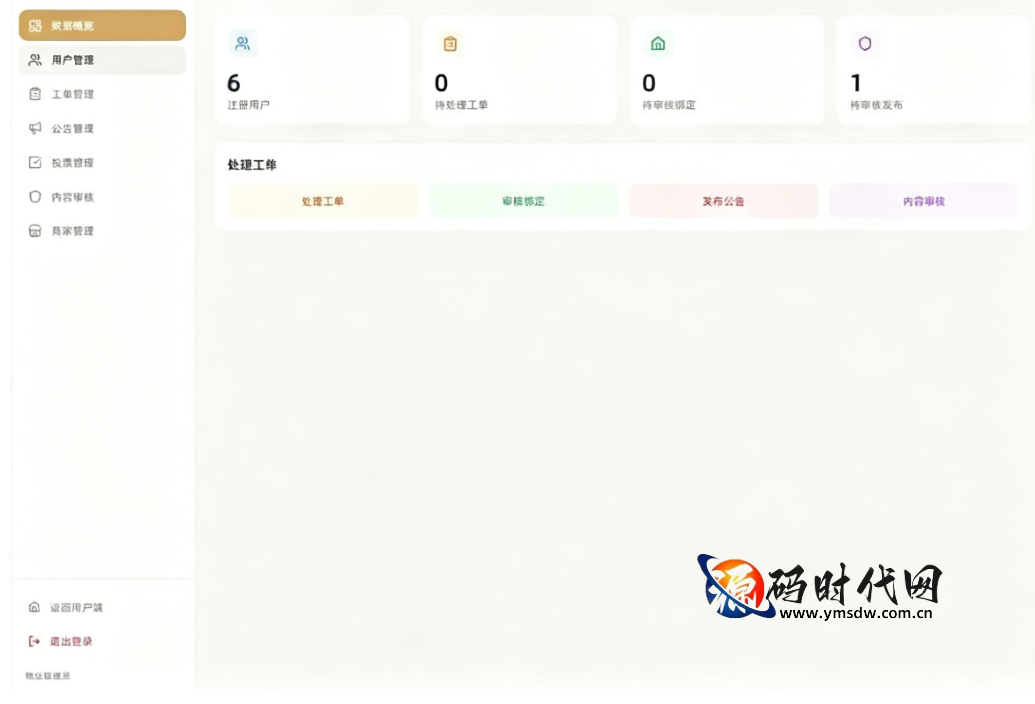 智慧物业邻里通社区综合服务系统源码 - 工单投票二手市场实时聊天物业管理后台